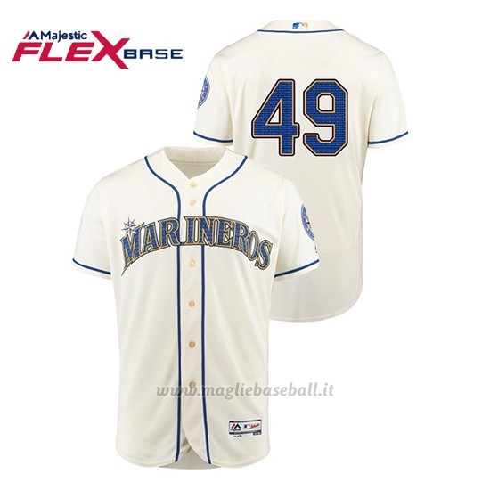 Maglia Baseball Uomo Seattle Mariners 49 Wade Leblanc Hispanic Heritage Flex Base Crema